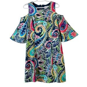 Nicole Miller New York Cold Shoulder Multi colored Floral Print Size 8